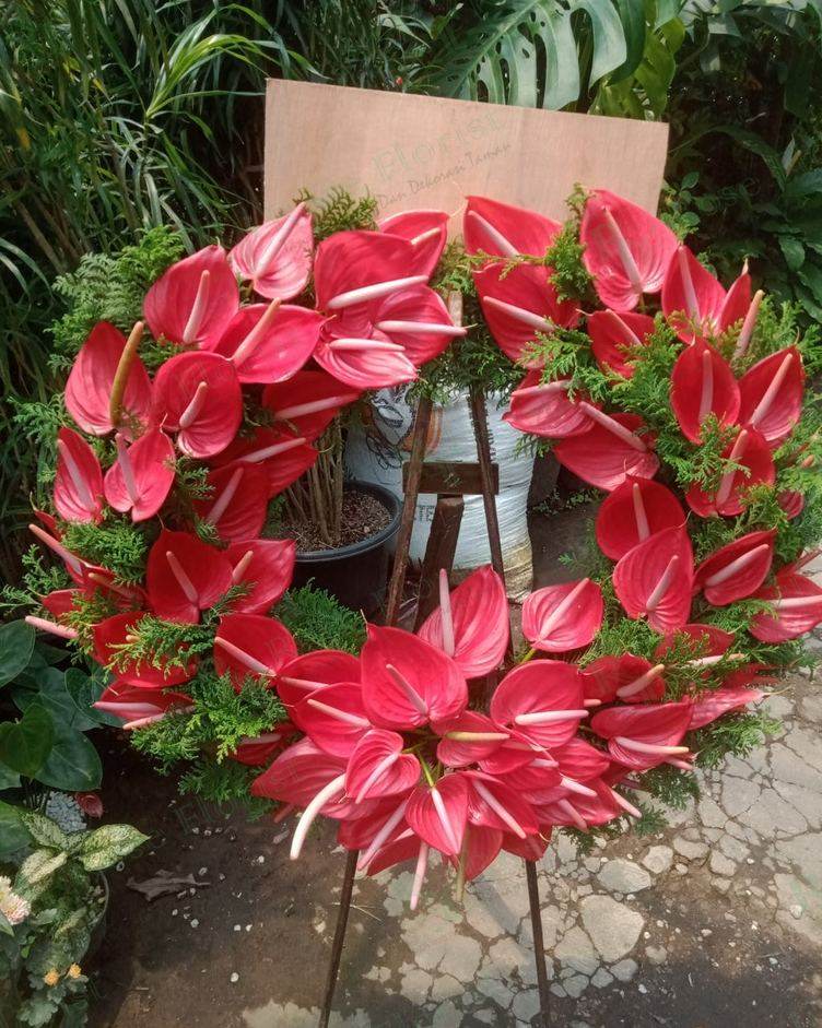 Karangan bunga anthurium merah