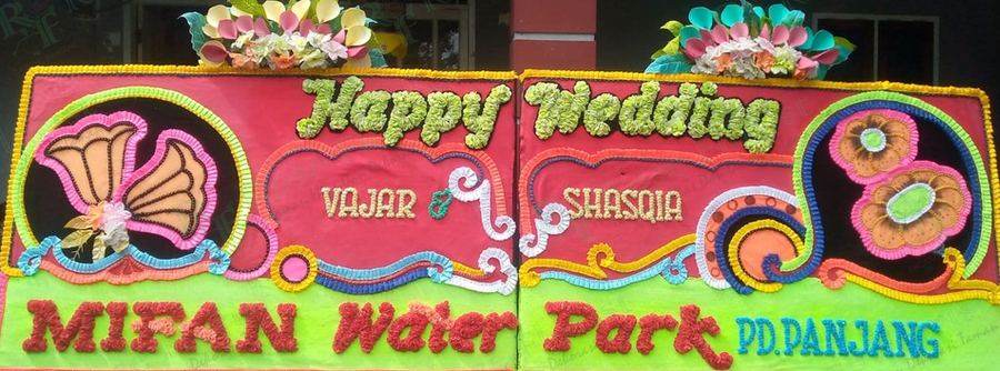 Papan bunga happy wedding
