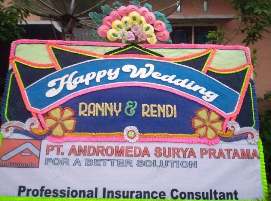 Papan bunga happy wedding