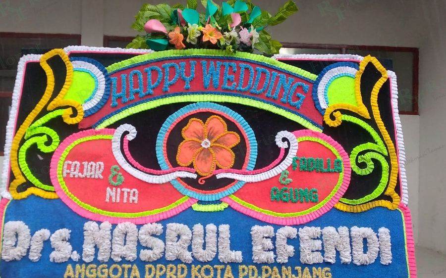 Papan bunga happy wedding