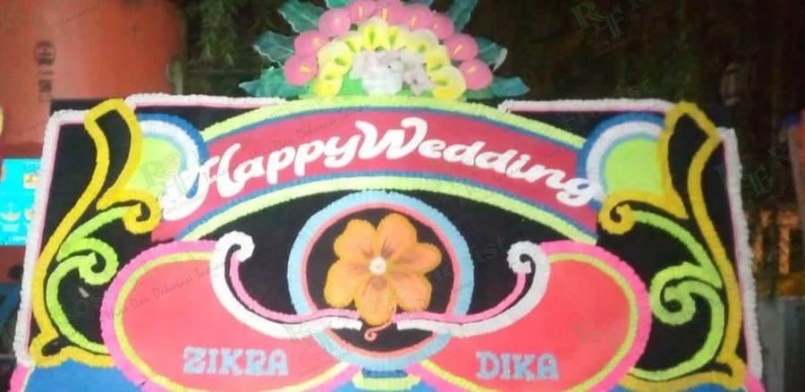 Papan bunga happy wedding